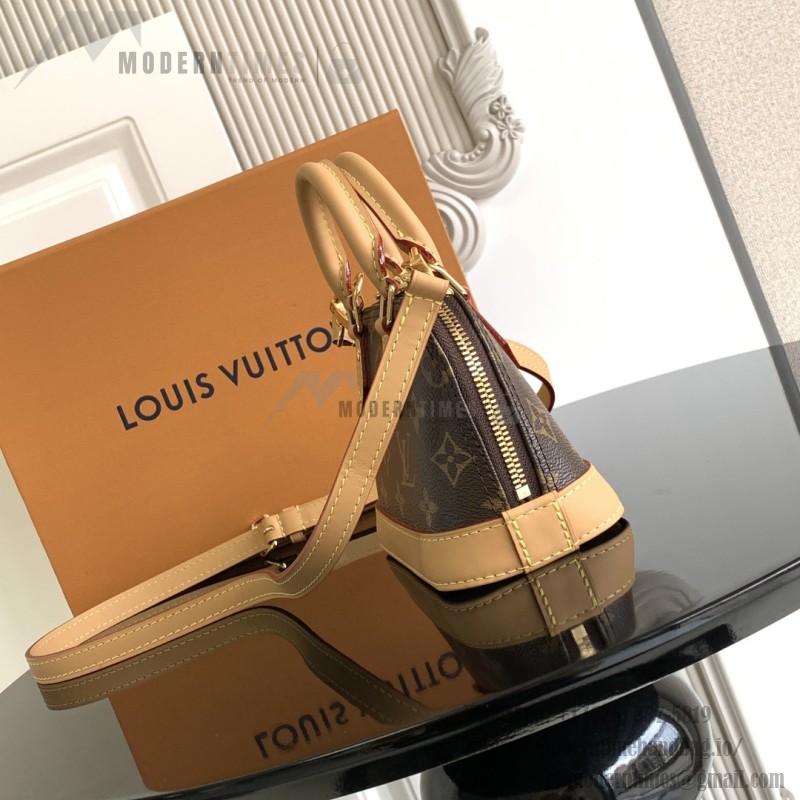 Louis Vuitton Nano Alma Handbag in Monogram Canvas with Leather Trim