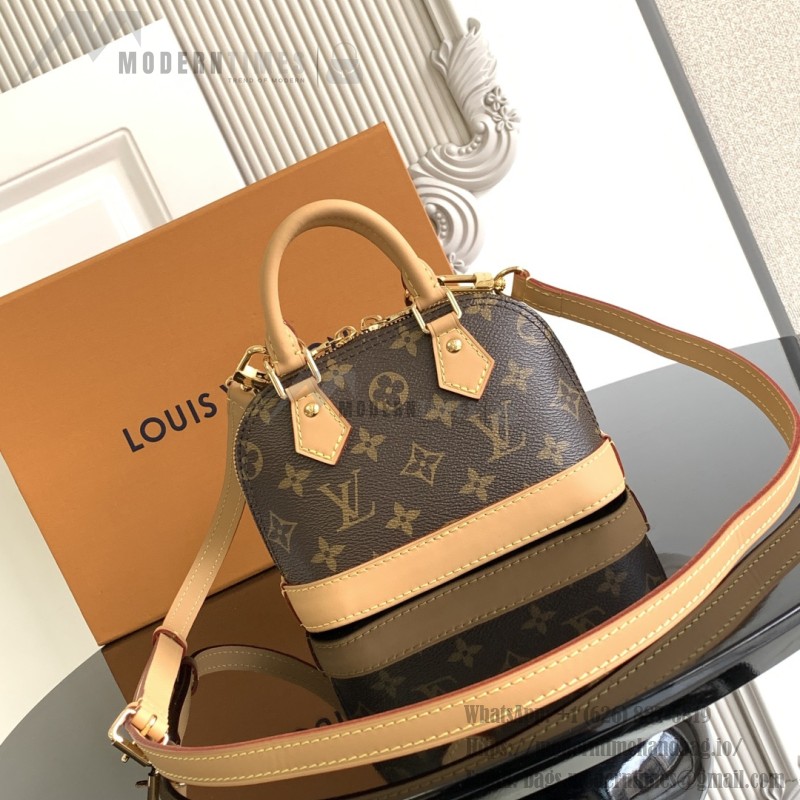Louis Vuitton Nano Alma Handbag in Monogram Canvas with Leather Trim