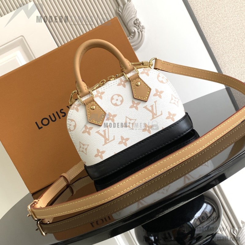 Louis Vuitton Nano Alma Handbag in Monogram Canvas with Leather Trim