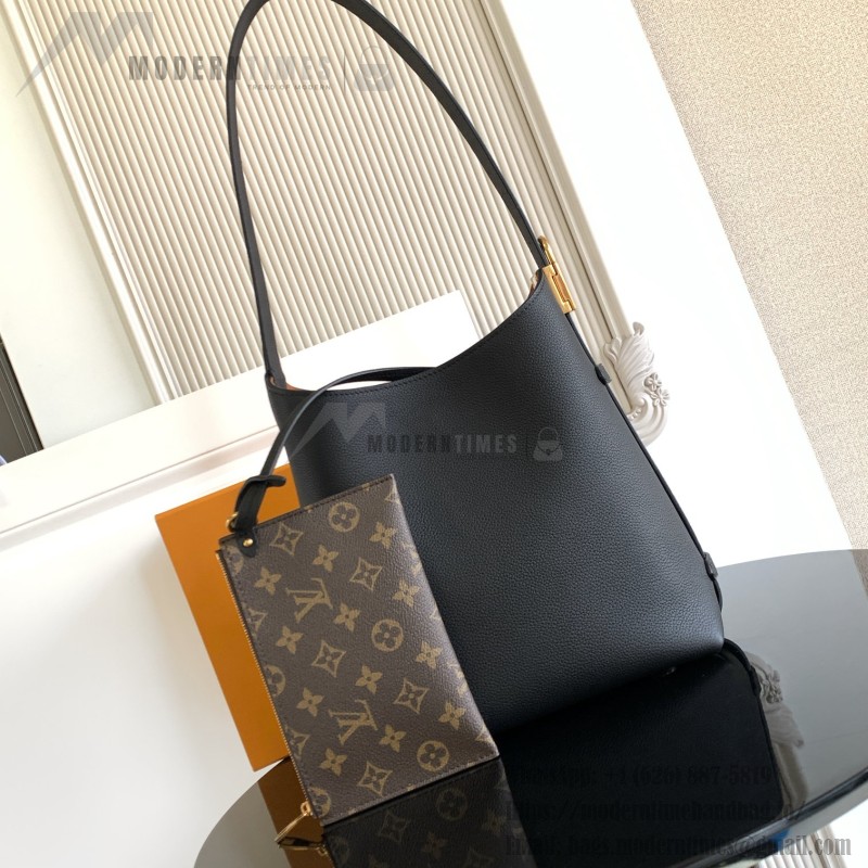 Louis Vuitton Low Key Hobo Bag in grained calfskin leather with adjustable shoulder strap