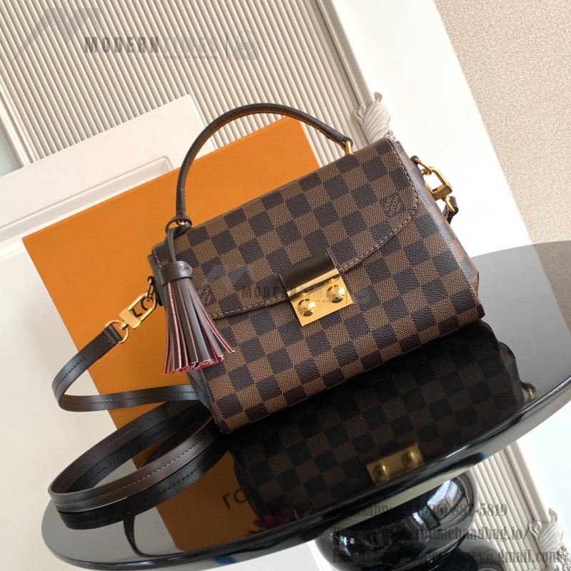 Louis Vuitton Croisette Damier Azur canvas handbag with leather tassel