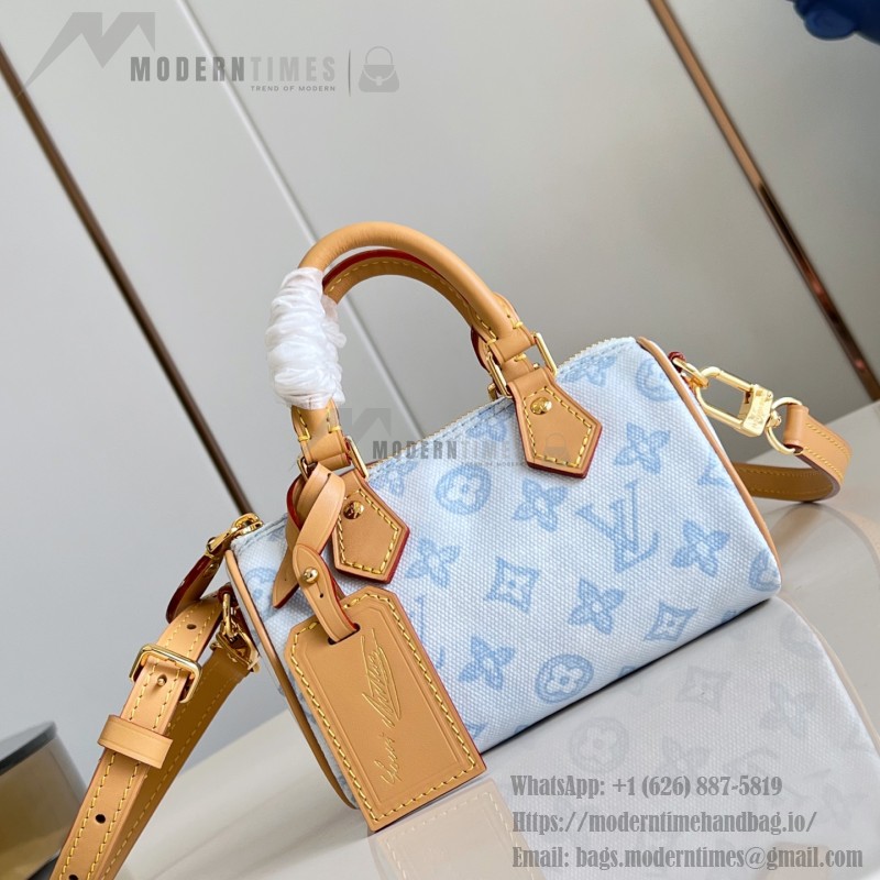 Louis Vuitton Nano Speedy Monogram Origine Blue Handbag