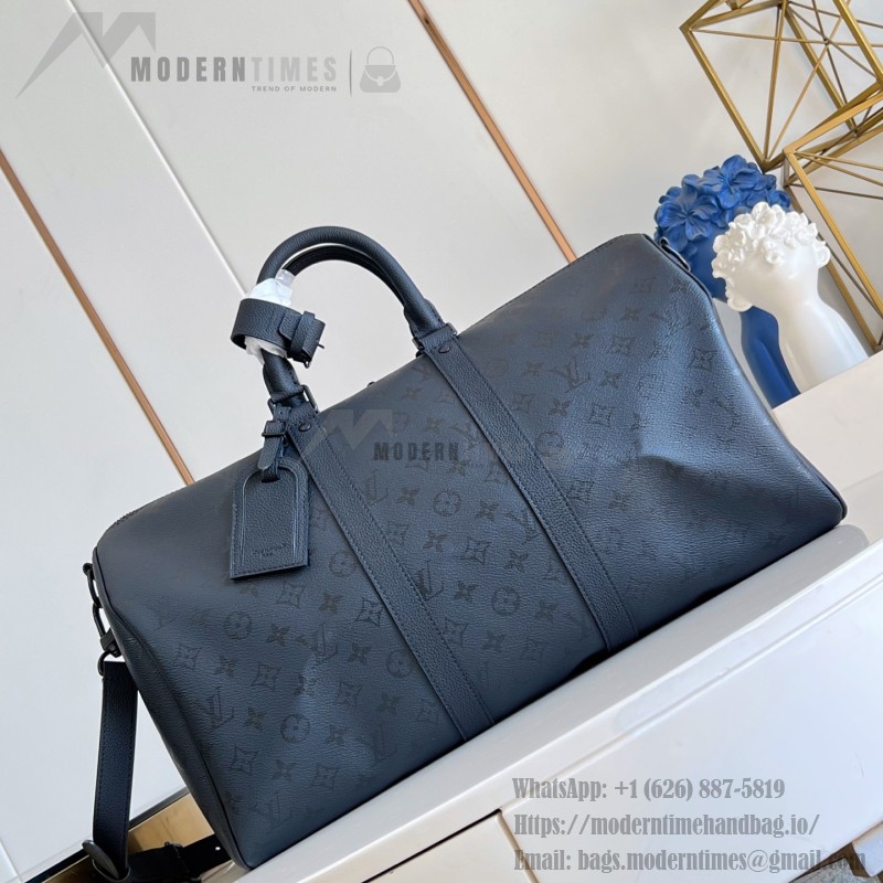 Louis Vuitton Keepall Bandoulière 45 travel bag in Monogram Midnight coated canvas with leather trim