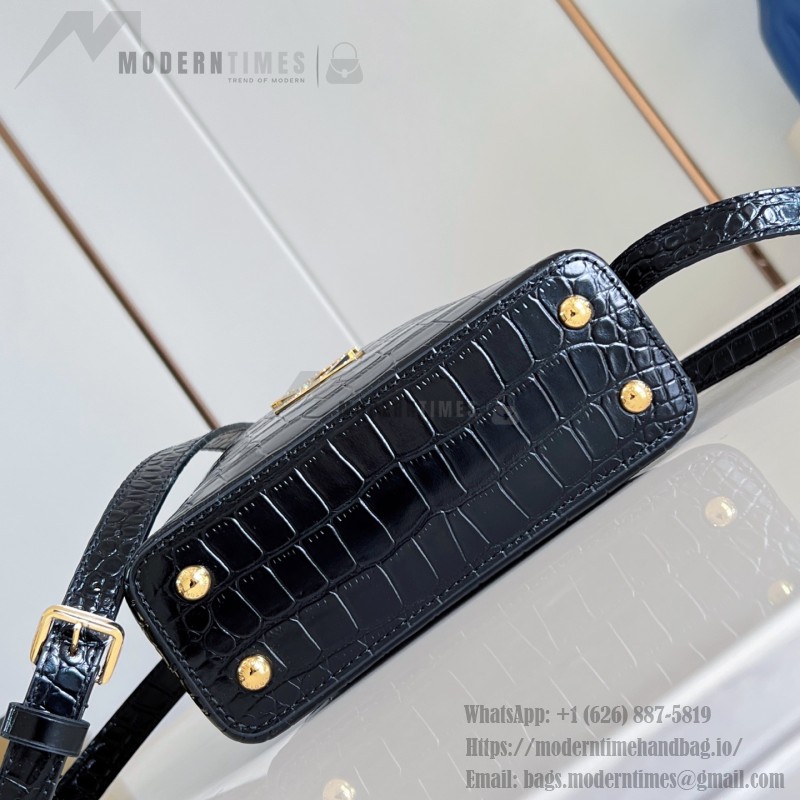 Louis Vuitton Capucines Mini Exceptionals M12944 Black Crocodile Effect Handbag