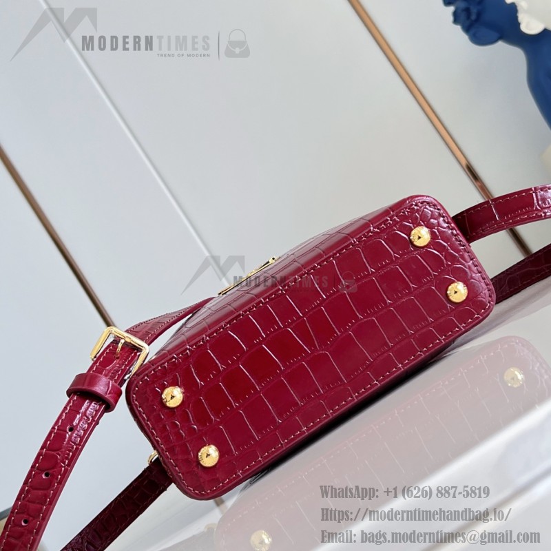 Louis Vuitton Capucines Mini Exceptionals M12944 Black Crocodile Effect Handbag