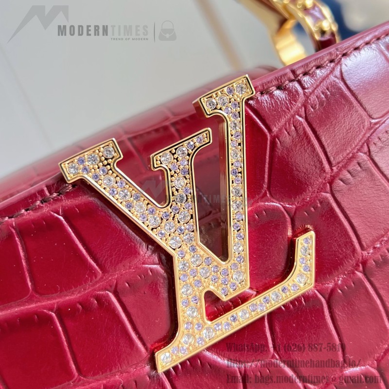Louis Vuitton Capucines Mini Exceptionals M12944 Black Crocodile Effect Handbag