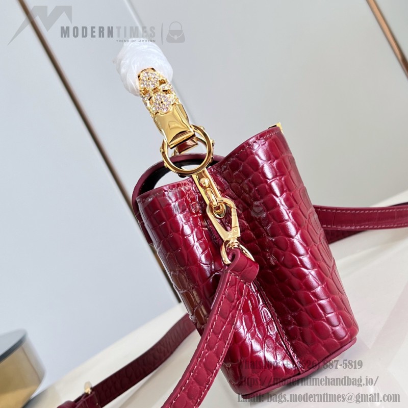 Louis Vuitton Capucines Mini Exceptionals M12944 Black Crocodile Effect Handbag