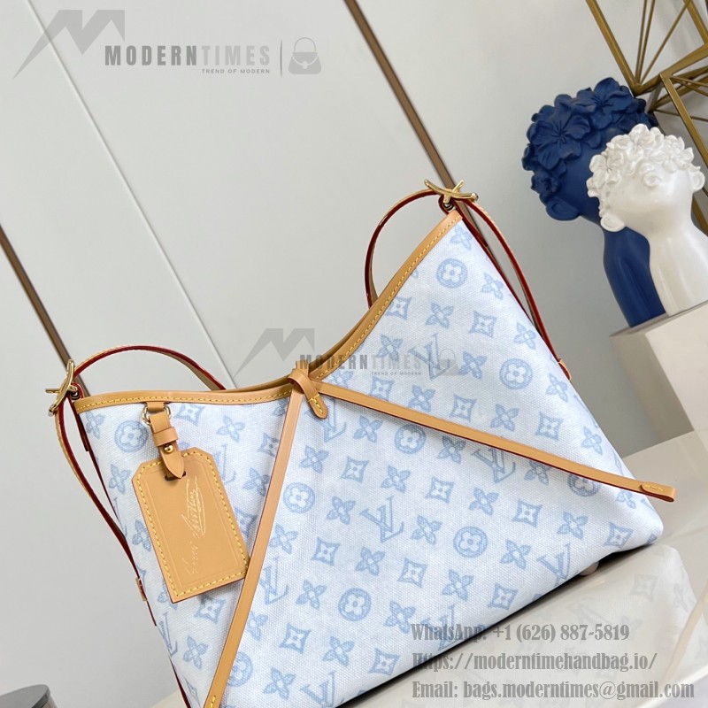 Louis Vuitton CarryAll PM Monogram Origine Bleu Courrier Shoulder Bag M27532 Front View