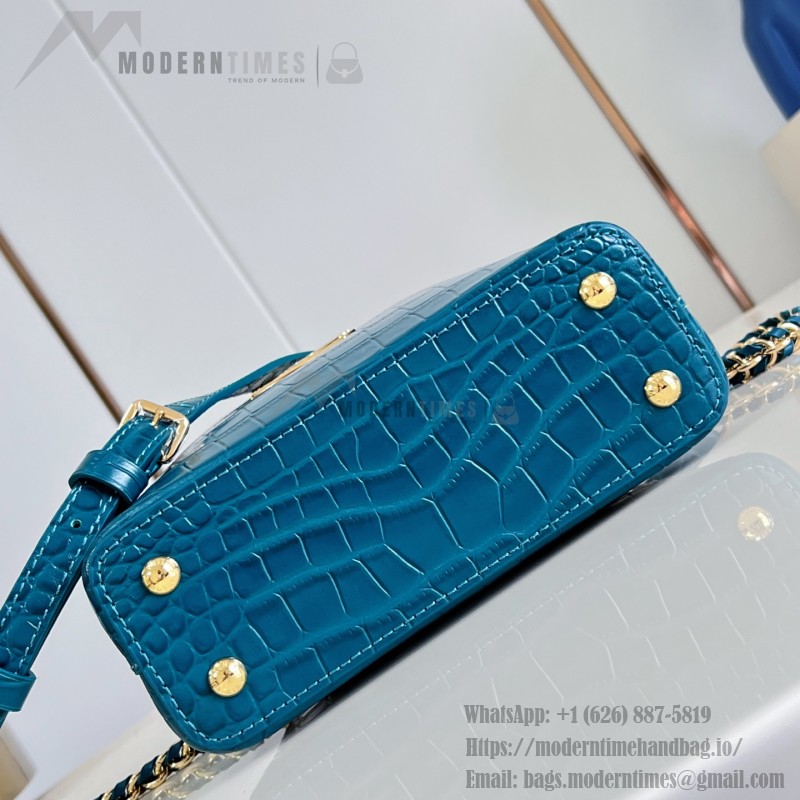 Louis Vuitton Capucines Mini  Crocodile Embossed Gold Diamond Handbag M13737 Front View