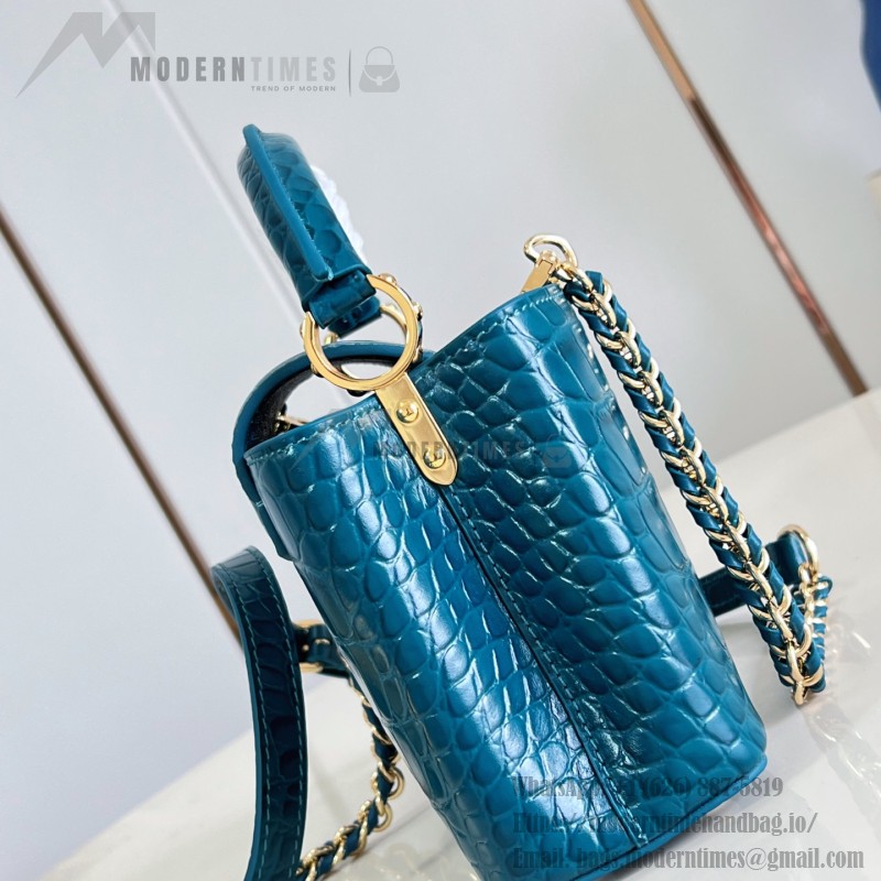 Louis Vuitton Capucines Mini  Crocodile Embossed Gold Diamond Handbag M13737 Front View