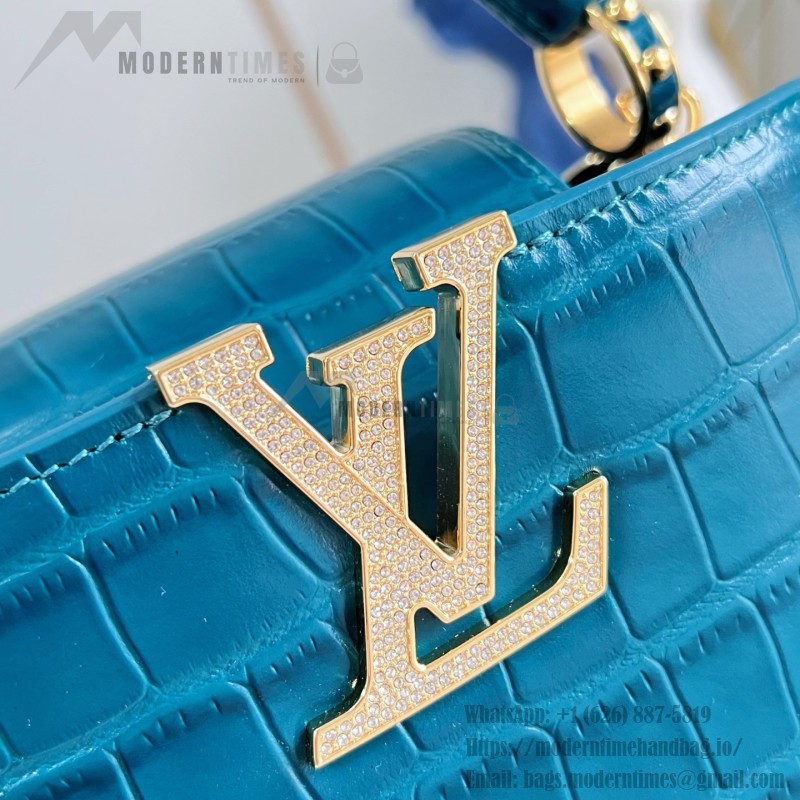 Louis Vuitton Capucines Mini  Crocodile Embossed Gold Diamond Handbag M13737 Front View