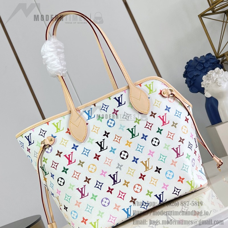 Louis Vuitton M27839 Neverwoof Medium Pet Carrier in White Monogram Multicolore Canvas