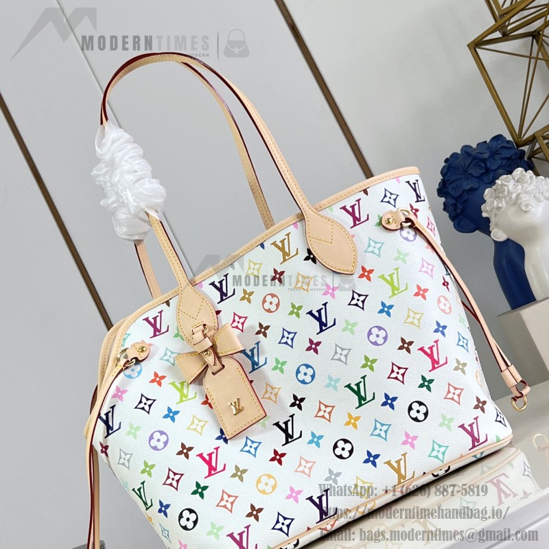 Louis Vuitton M27839 Neverwoof Medium Pet Carrier in White Monogram Multicolore Canvas