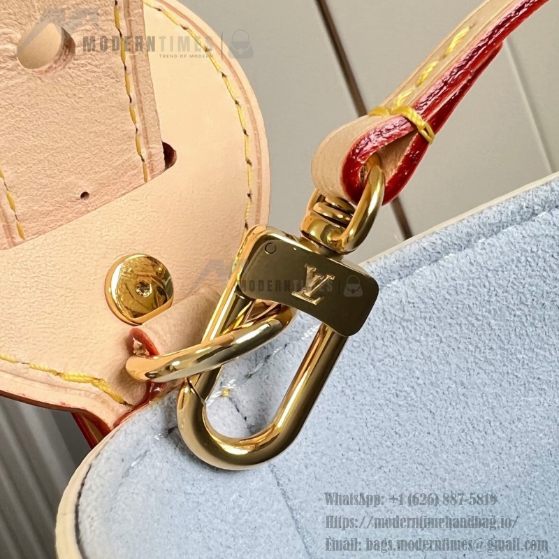 Louis Vuitton N40855 All In BB Handbag in Damier Azur Canvas with Leather Trim