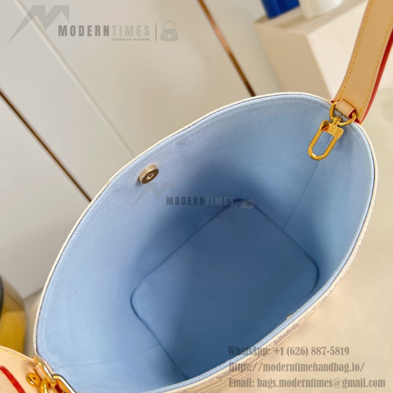 Louis Vuitton N40855 All In BB Handbag in Damier Azur Canvas with Leather Trim
