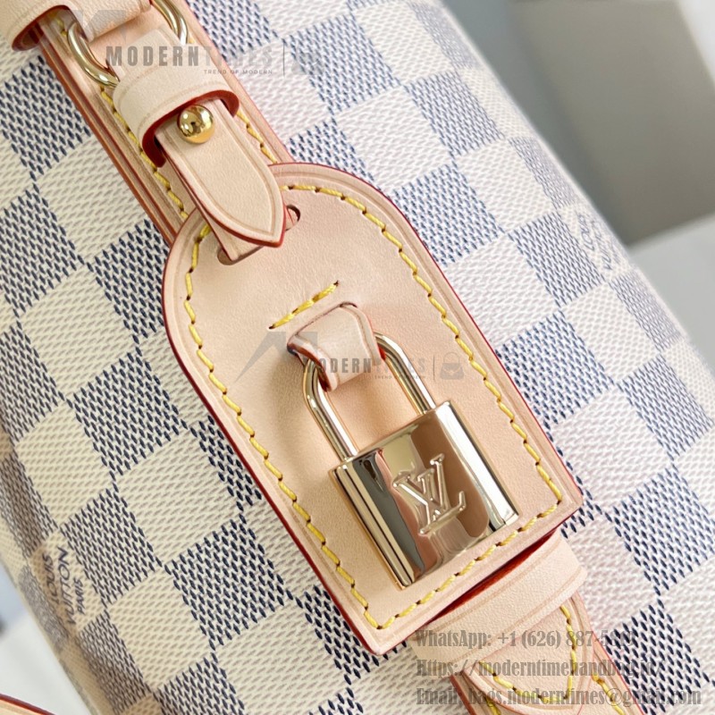 Louis Vuitton N40855 All In BB Handbag in Damier Azur Canvas with Leather Trim