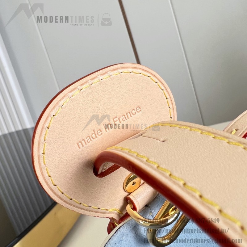 Louis Vuitton N40855 All In BB Handbag in Damier Azur Canvas with Leather Trim