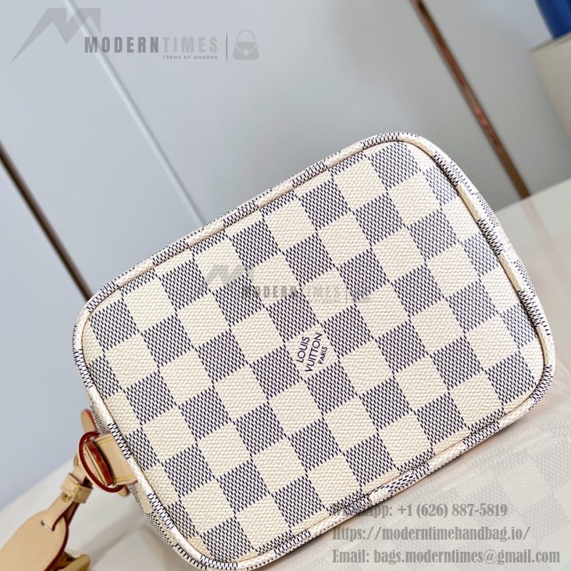Louis Vuitton N40855 All In BB Handbag in Damier Azur Canvas with Leather Trim