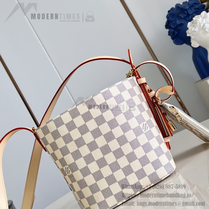 Louis Vuitton N40855 All In BB Handbag in Damier Azur Canvas with Leather Trim
