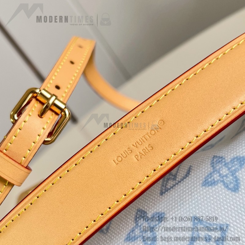 Louis Vuitton-inspired Side Trunk medium replica handbag in Monogram Bleu Courrier style
