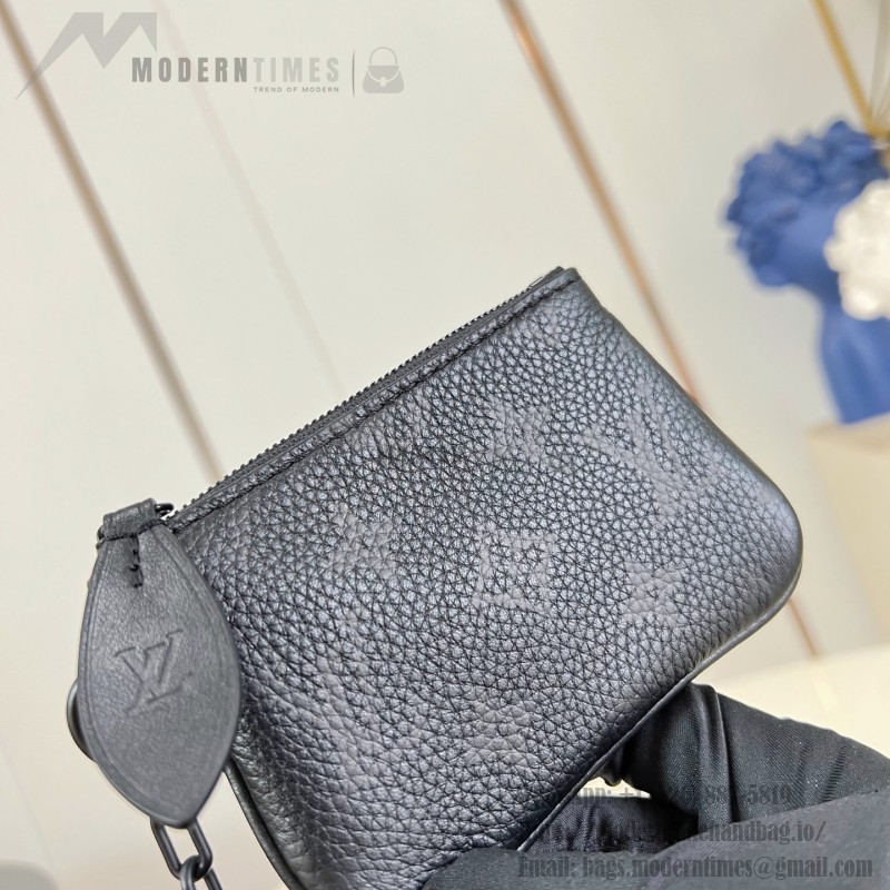 Louis Vuitton-inspired Speedy P9 Bandoulière 20 replica handbag in black silver and orange glossy leather style