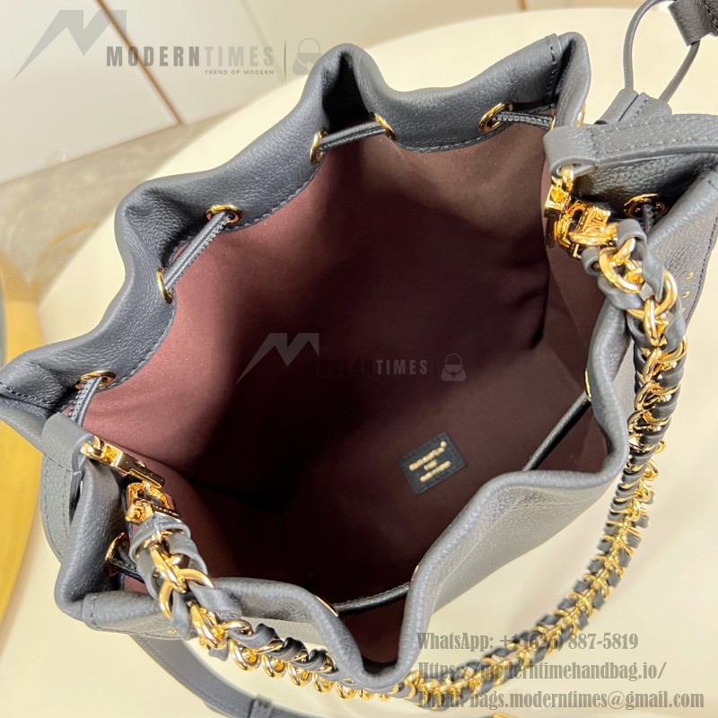 Louis Vuitton-inspired Noé Trunk replica handbag in brown and black calfskin-style leather