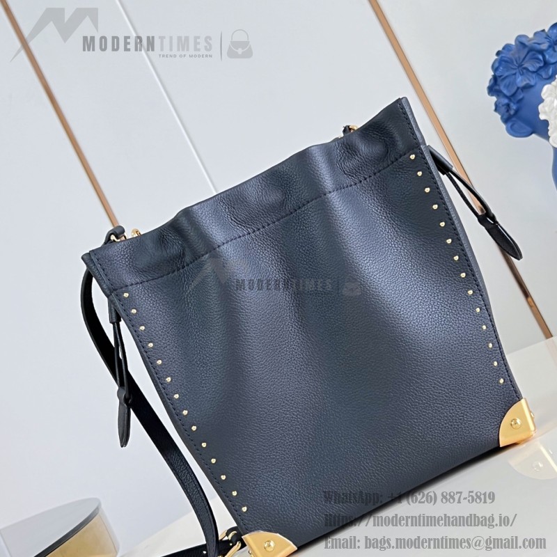 Louis Vuitton-inspired Noé Trunk replica handbag in brown and black calfskin-style leather