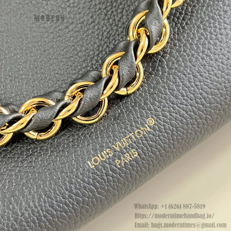 Louis Vuitton-inspired Noé Trunk replica handbag in brown and black calfskin-style leather