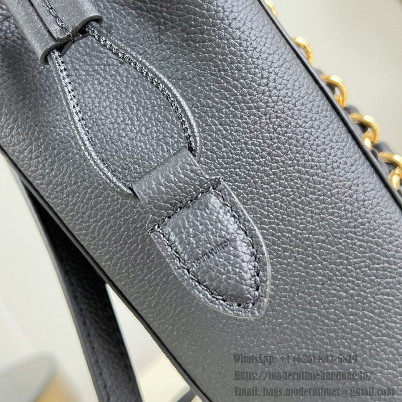 Louis Vuitton-inspired Noé Trunk replica handbag in brown and black calfskin-style leather
