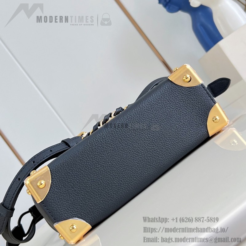 Louis Vuitton-inspired Noé Trunk replica handbag in brown and black calfskin-style leather