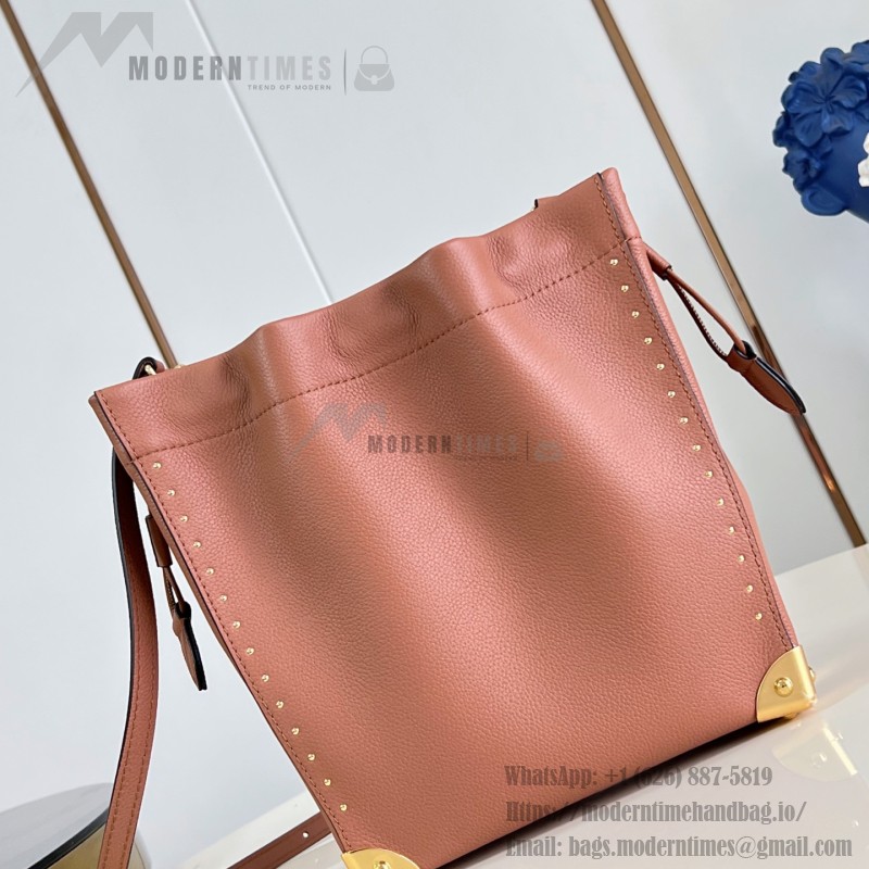 Louis Vuitton-inspired Noé Trunk replica handbag in brown and black calfskin-style leather