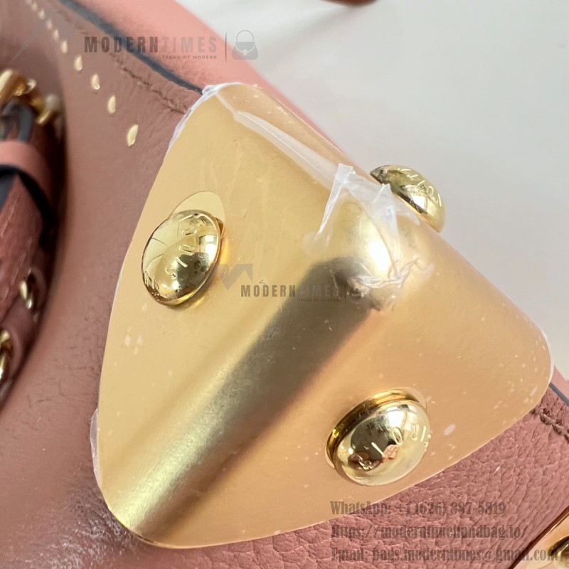 Louis Vuitton-inspired Noé Trunk replica handbag in brown and black calfskin-style leather