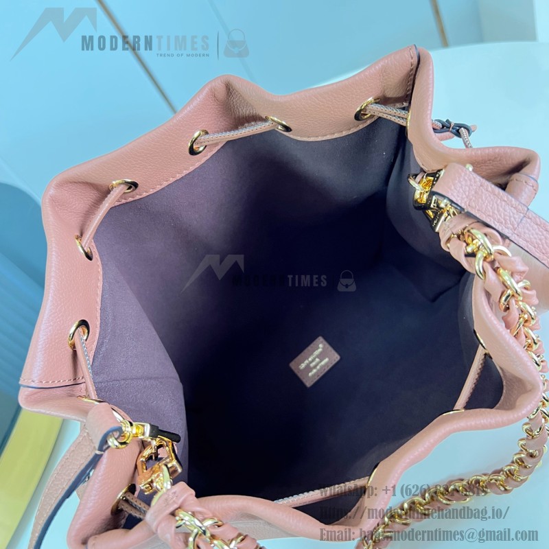 Louis Vuitton-inspired Noé Trunk replica handbag in brown and black calfskin-style leather