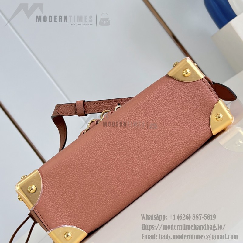 Louis Vuitton-inspired Noé Trunk replica handbag in brown and black calfskin-style leather