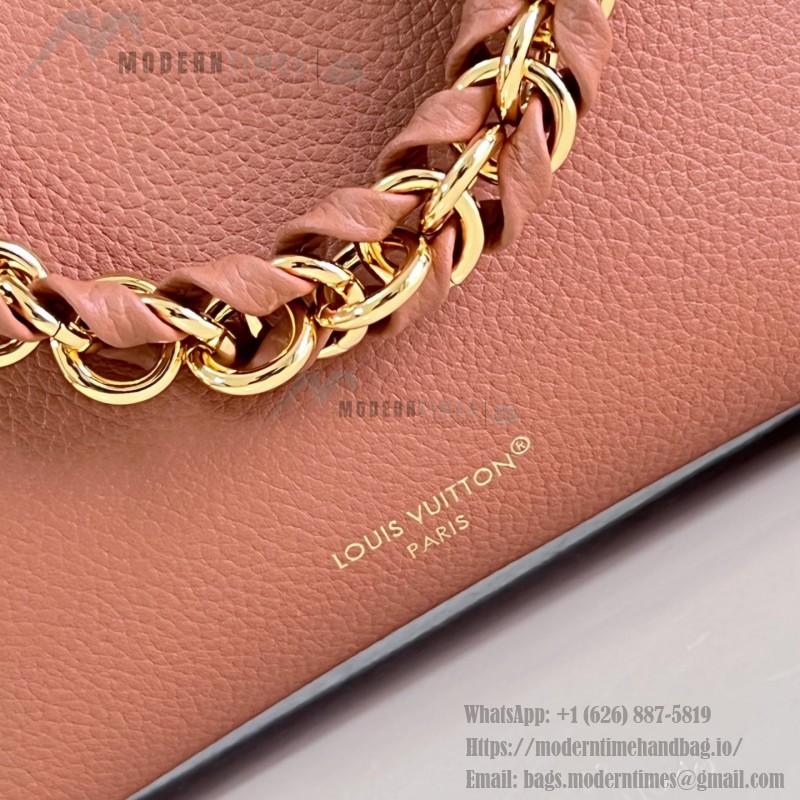 Louis Vuitton-inspired Noé Trunk replica handbag in brown and black calfskin-style leather