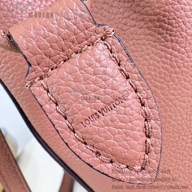 Louis Vuitton-inspired Noé Trunk replica handbag in brown and black calfskin-style leather