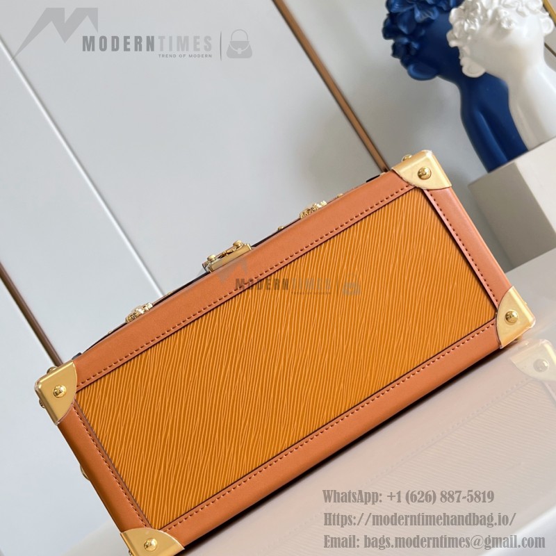 Louis Vuitton-inspired Out Of The Trunk Speedy 30 replica handbag with Monogram-style upper and metal trunk-style corners