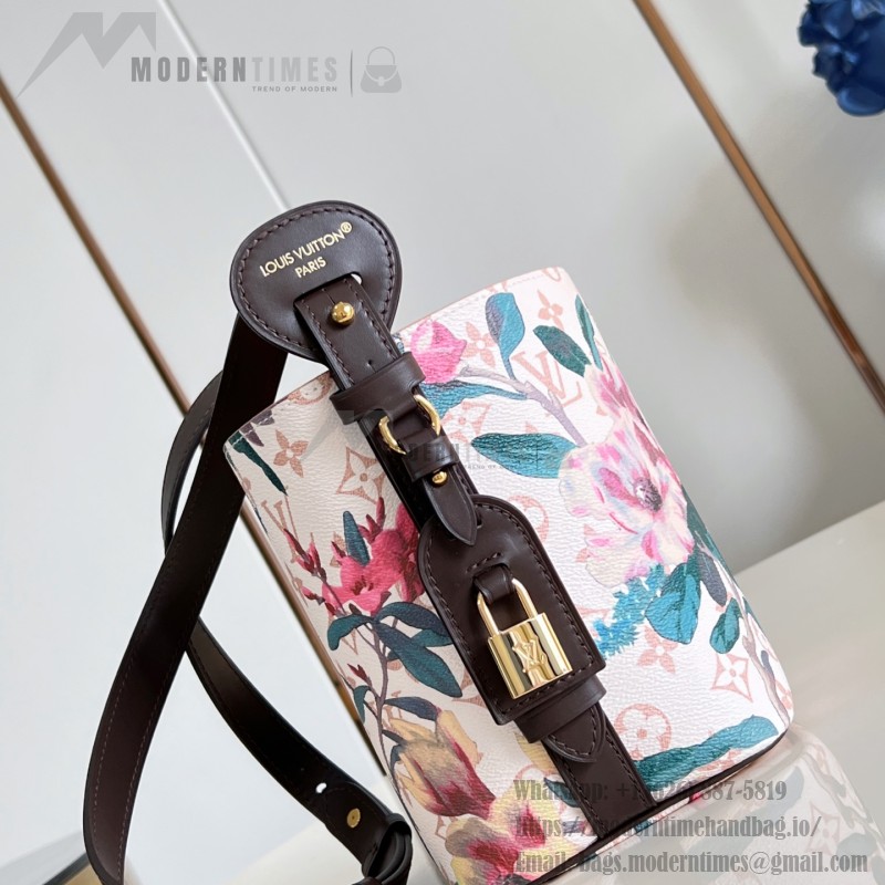 Louis Vuitton All In BB Monogram Eden Dune Floral Bucket Bag M29067 with leather trim and removable pouch