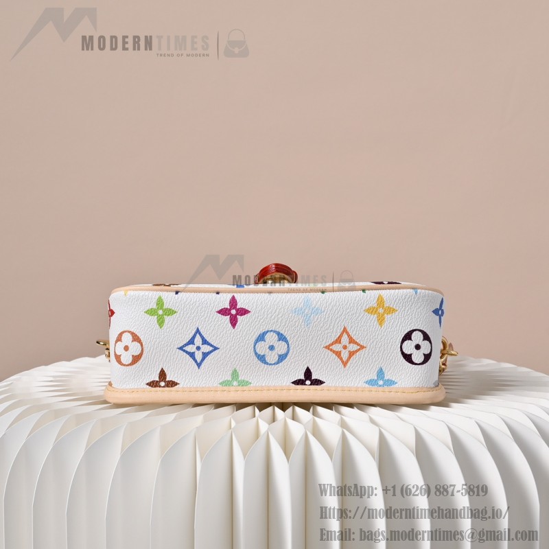  Louis Vuitton Nano Diane Monogram Empreinte White Multicolor Baguette Bag M14194 with detachable strap and magnetic closure