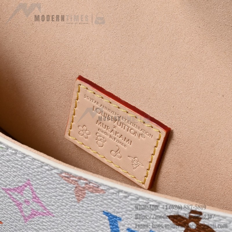  Louis Vuitton Nano Diane Monogram Empreinte White Multicolor Baguette Bag M14194 with detachable strap and magnetic closure