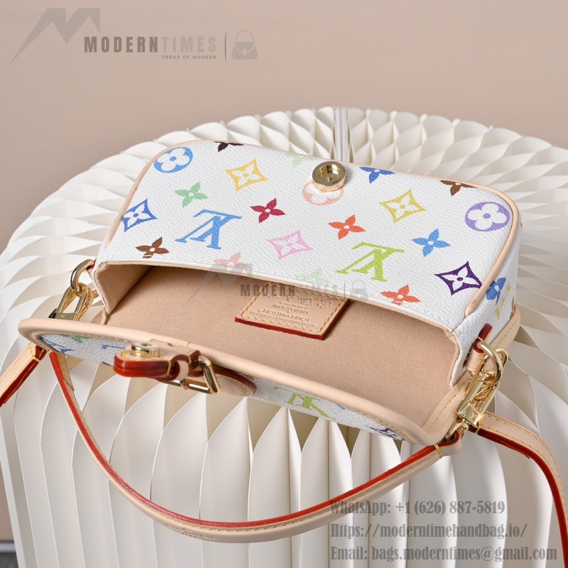  Louis Vuitton Nano Diane Monogram Empreinte White Multicolor Baguette Bag M14194 with detachable strap and magnetic closure