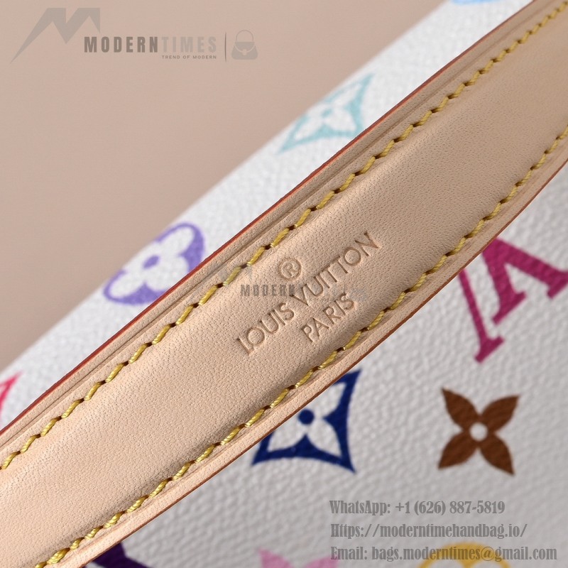  Louis Vuitton Nano Diane Monogram Empreinte White Multicolor Baguette Bag M14194 with detachable strap and magnetic closure