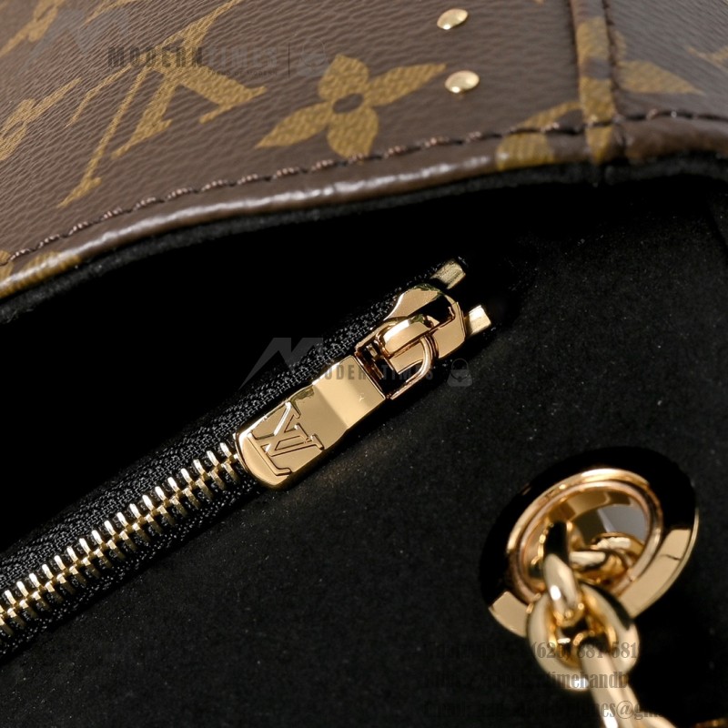 Louis Vuitton Trunkie Monogram Canvas Trunk Handbag M14526 with metal studs S-lock closure and chain strap