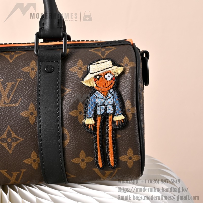 Louis Vuitton Nano Keepall Cartoon Embroidered Handbag M80201 featuring embroidered scarecrow and monster characters