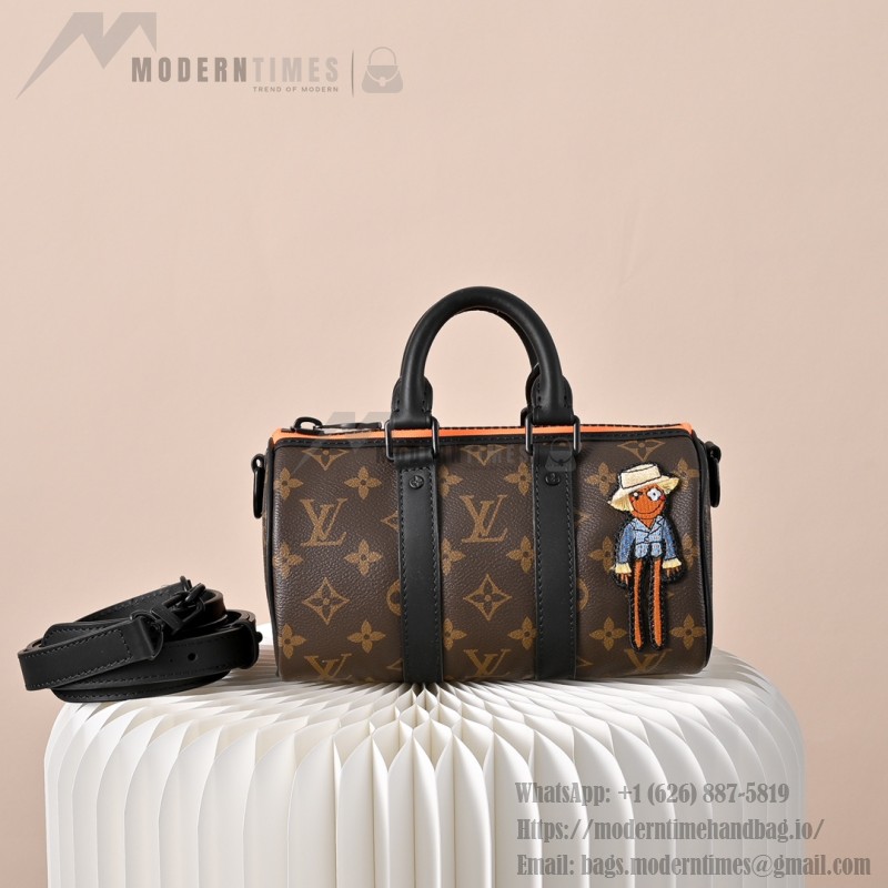 Louis Vuitton Nano Keepall Cartoon Embroidered Handbag M80201 featuring embroidered scarecrow and monster characters