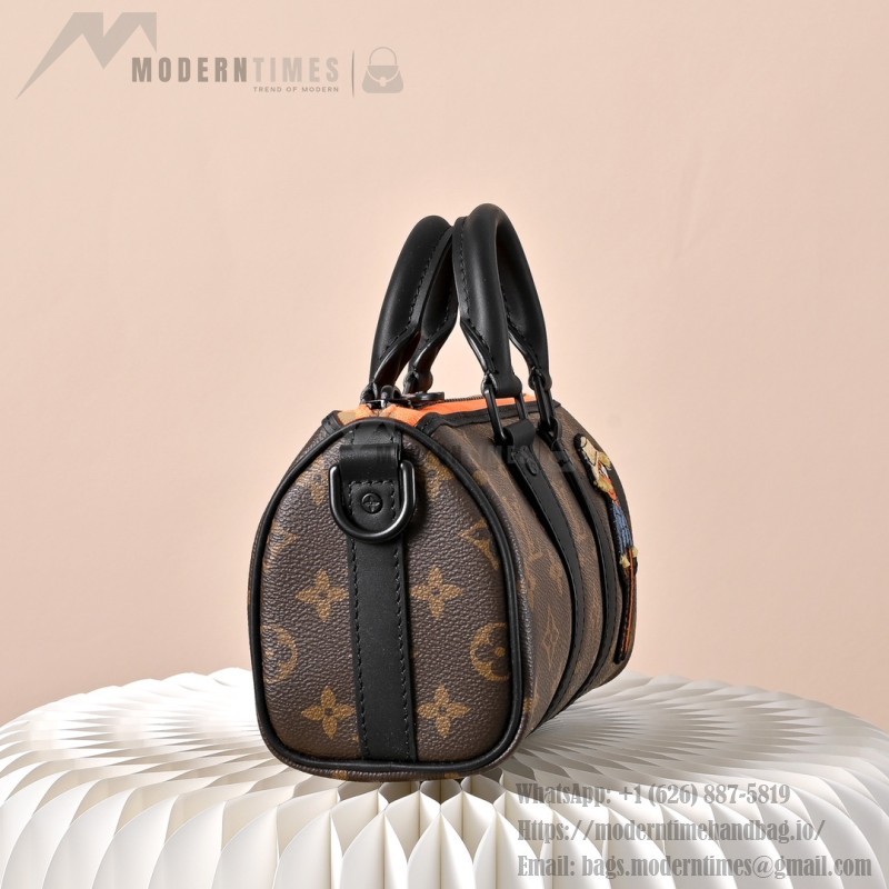 Louis Vuitton Nano Keepall Cartoon Embroidered Handbag M80201 featuring embroidered scarecrow and monster characters