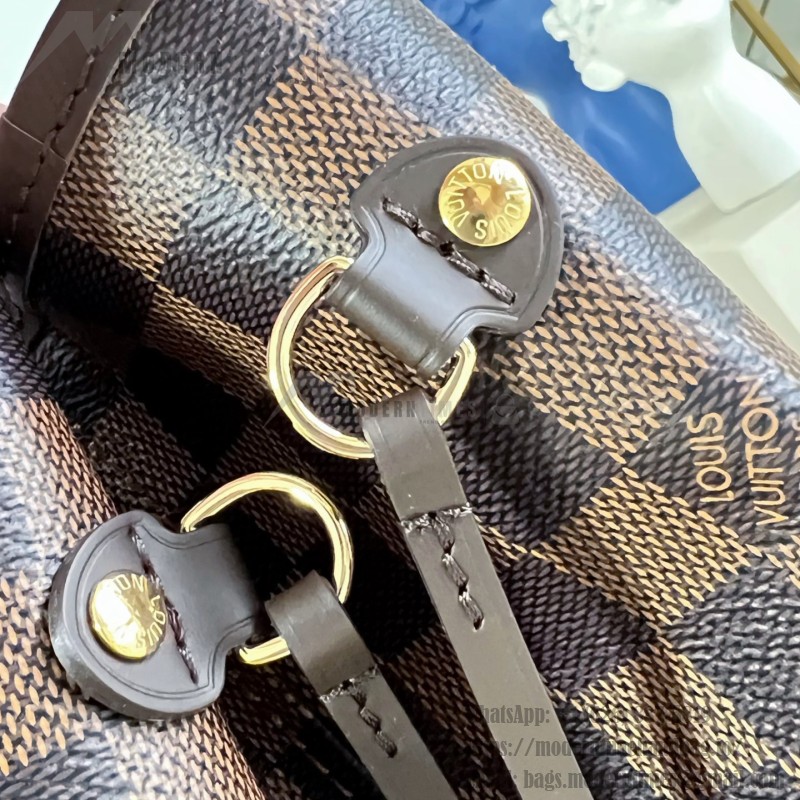 Louis Vuitton Neverfull MM Damier Ebene tote bag N41603 with steel-tone hardware leather trim and removable zip pouch
