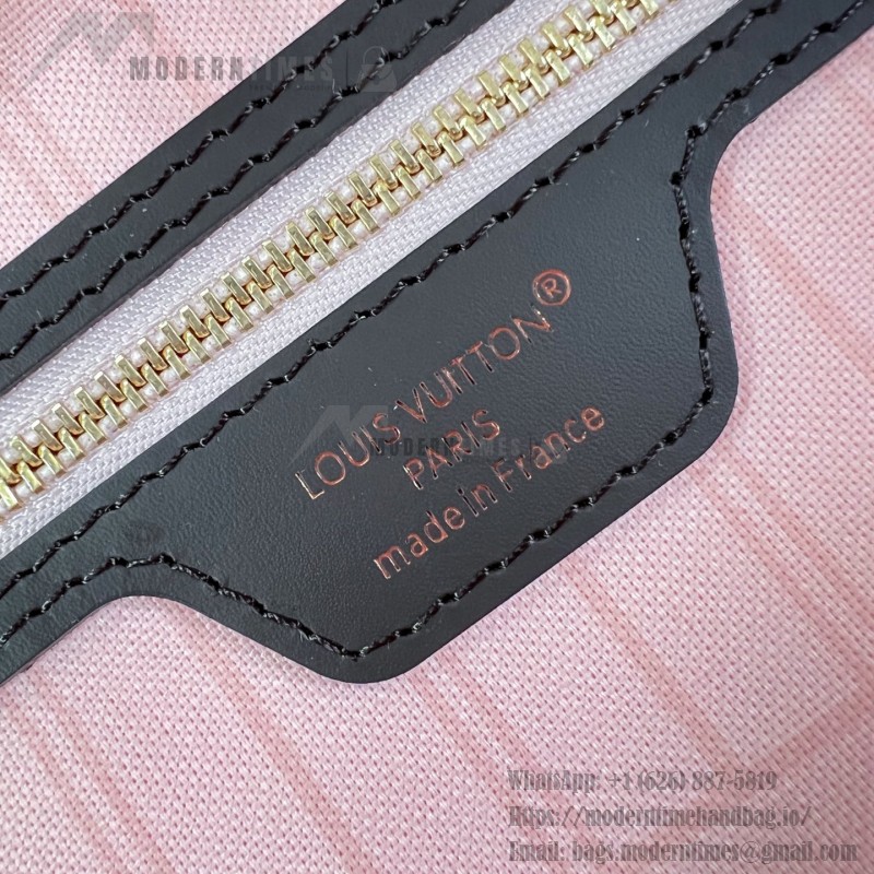 Louis Vuitton Neverfull MM Damier Ebene tote bag N41603 with steel-tone hardware leather trim and removable zip pouch