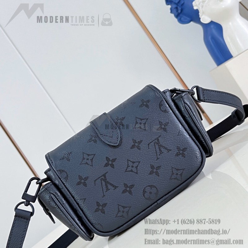 Louis Vuitton Cargo Mini Monogram Midnight dark gray handbag M26726 with matte metal hardware grained leather trim and adjustable shoulder strap