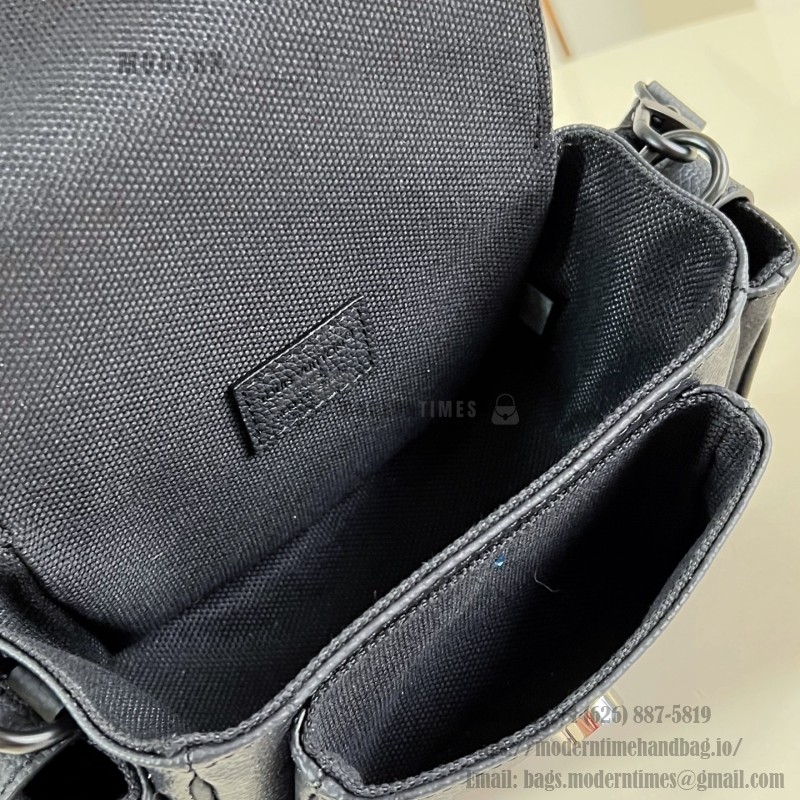 Louis Vuitton Cargo Mini Monogram Midnight dark gray handbag M26726 with matte metal hardware grained leather trim and adjustable shoulder strap